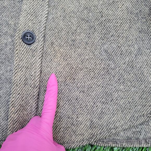 Vintage 80s MOD Flannel Button Shirt Small 20x27 Gray Jacket Shacket Heavyweight - Picture 3 of 14